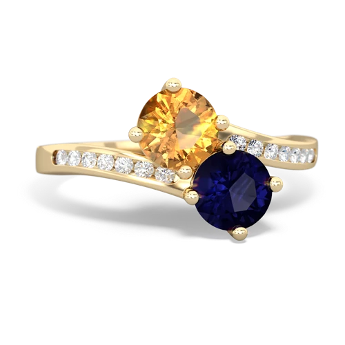 Citrine Genuine Citrine with Genuine Sapphire Keepsake Two Stone ring Ring