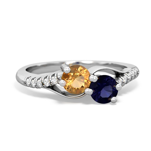 Citrine Genuine Citrine with Genuine Sapphire Two Stone Infinity ring Ring