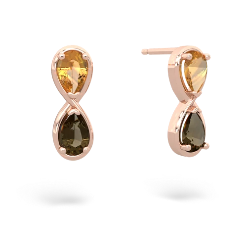 citrine-smoky quartz infinity earrings