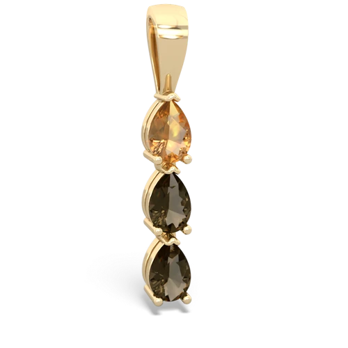 citrine-smoky quartz three stone pendant