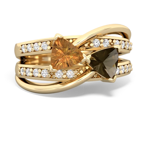 citrine-smoky quartz couture ring
