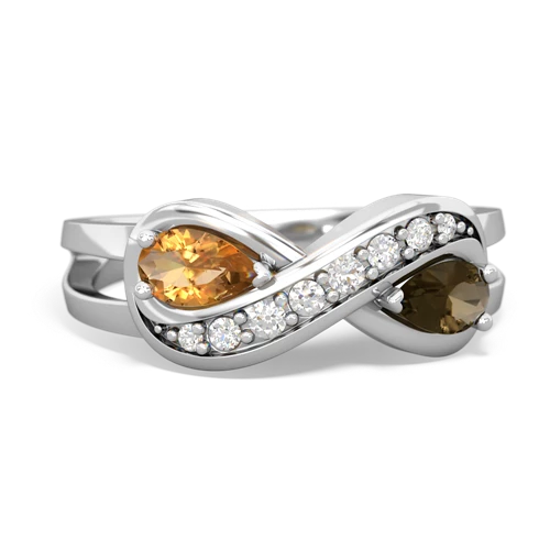 citrine-smoky quartz diamond infinity ring