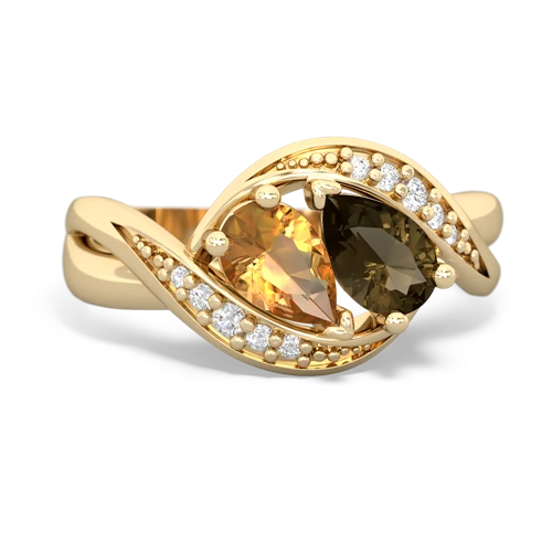 citrine-smoky quartz keepsake curls ring