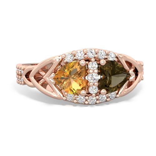 citrine-smoky quartz keepsake engagement ring