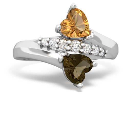 citrine-smoky quartz modern ring
