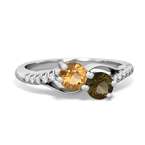 citrine-smoky quartz two stone infinity ring