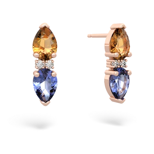 citrine-tanzanite bowtie earrings