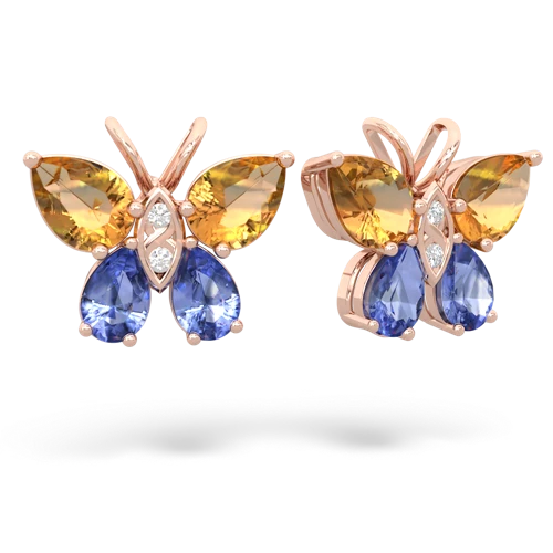 citrine-tanzanite butterfly earrings