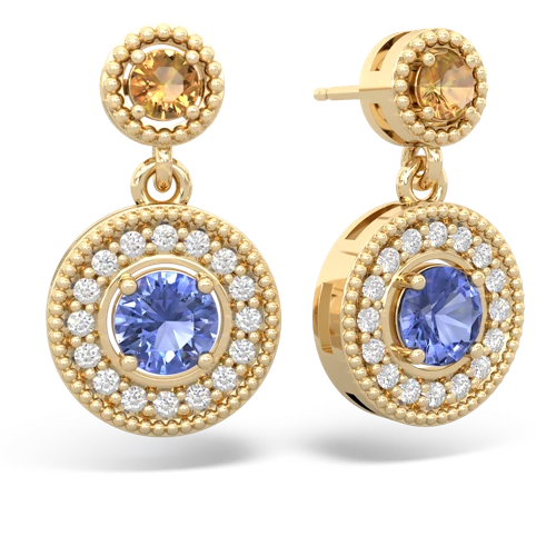 citrine-tanzanite halo earrings