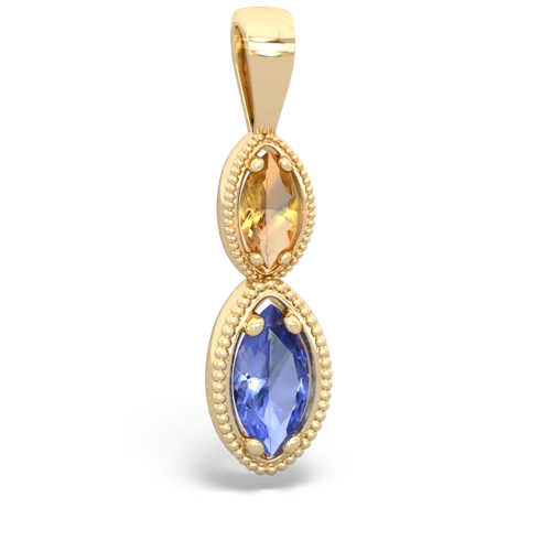 Citrine Genuine Citrine with Genuine Tanzanite Antique-style Halo pendant Pendant