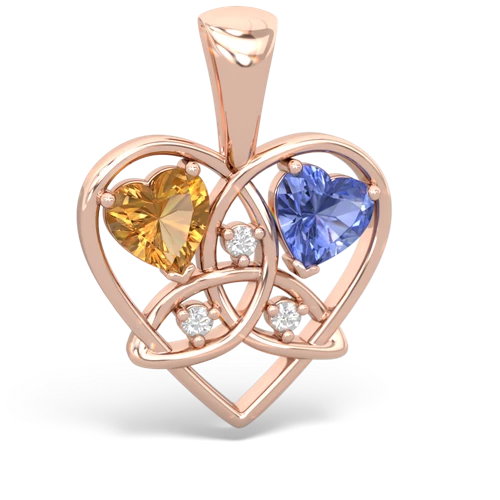 citrine-tanzanite celtic heart pendant