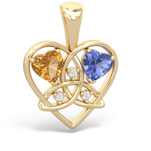 citrine-tanzanite celtic heart pendant