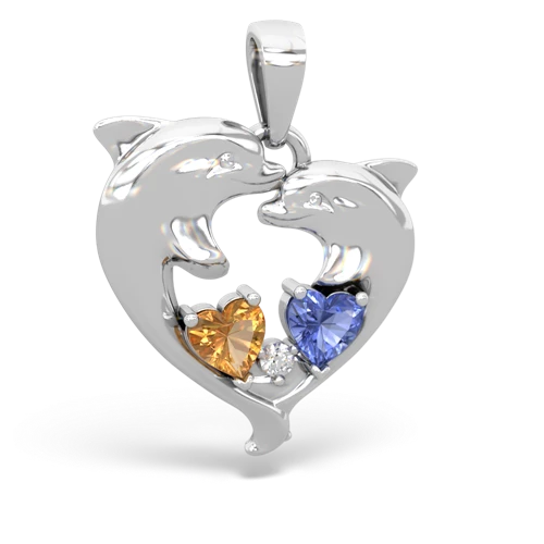 citrine-tanzanite dolphins pendant