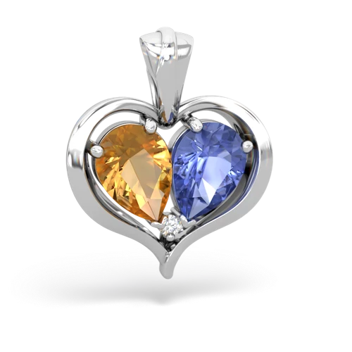 citrine-tanzanite half heart whole pendant