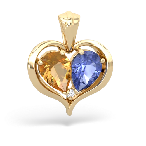 citrine-tanzanite half heart whole pendant