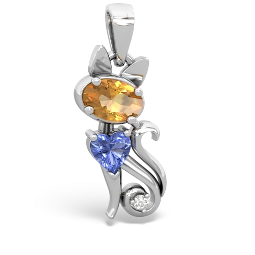 citrine-tanzanite kitten pendant