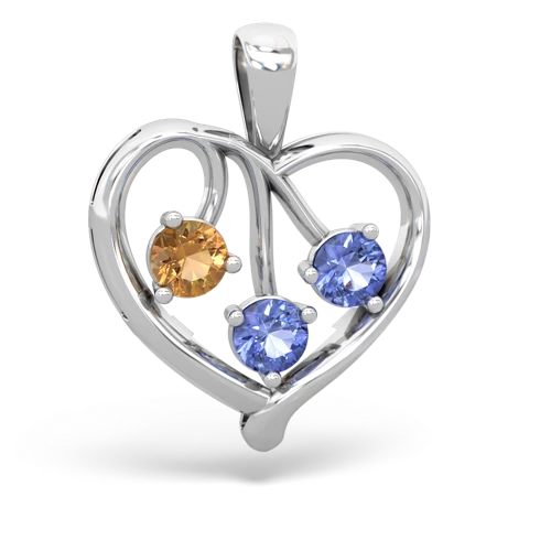 Citrine Genuine Citrine with Genuine Tanzanite and Genuine Opal Glowing Heart pendant Pendant