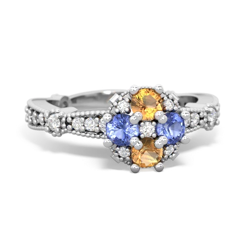 citrine-tanzanite art deco engagement ring