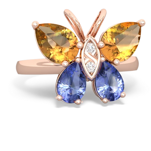 citrine-tanzanite butterfly ring