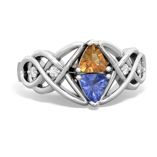 citrine-tanzanite celtic knot ring