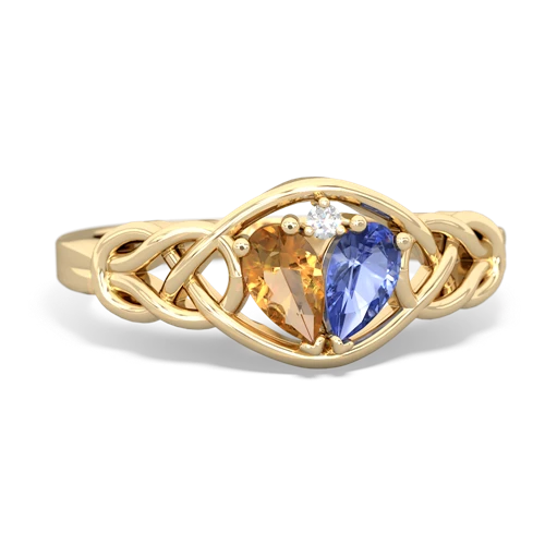 citrine-tanzanite celtic knot ring