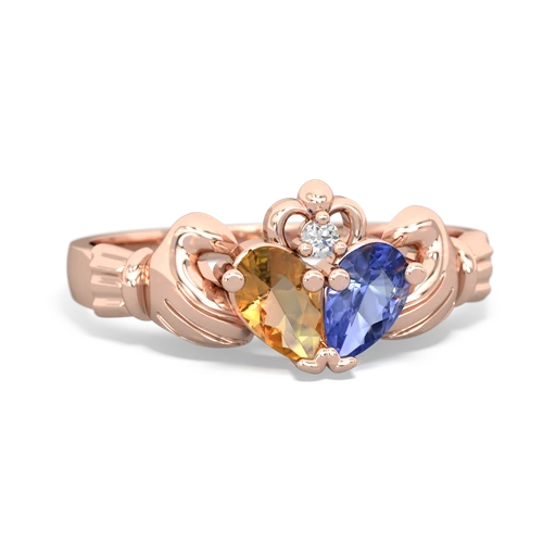 citrine-tanzanite claddagh ring