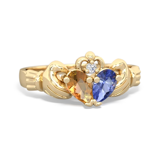 citrine-tanzanite claddagh ring