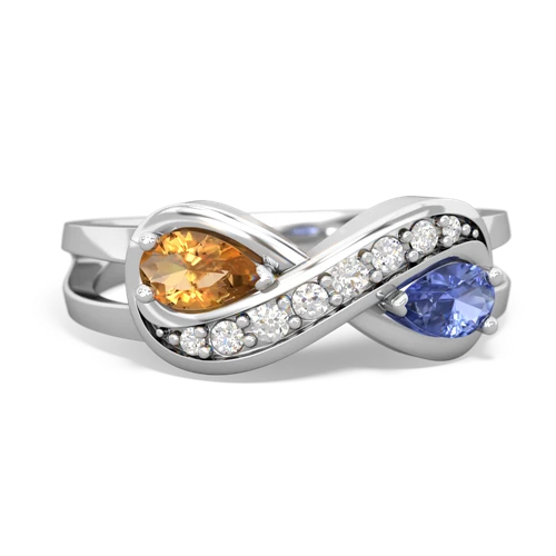 Citrine Genuine Citrine with Genuine Tanzanite Diamond Infinity ring Ring