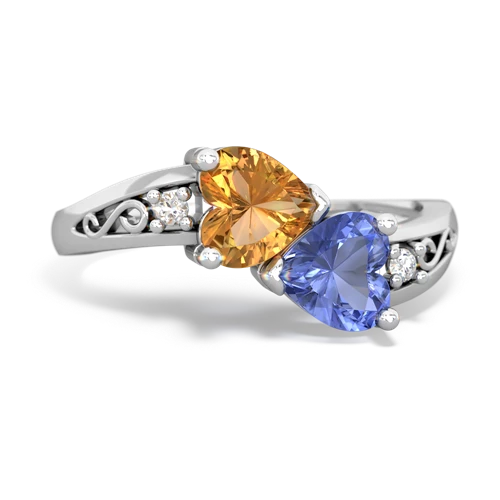 citrine-tanzanite filligree ring