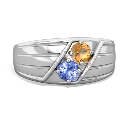 citrine-tanzanite mens ring