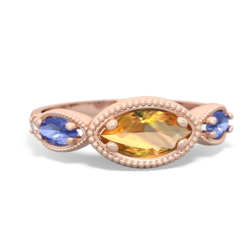 citrine-tanzanite milgrain marquise ring