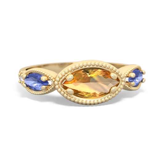 citrine-tanzanite milgrain marquise ring