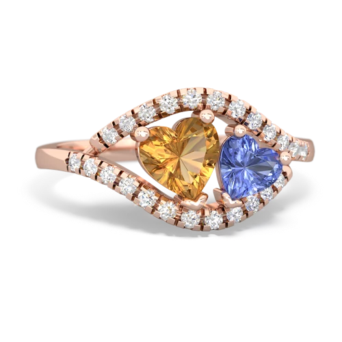 citrine-tanzanite mother child ring