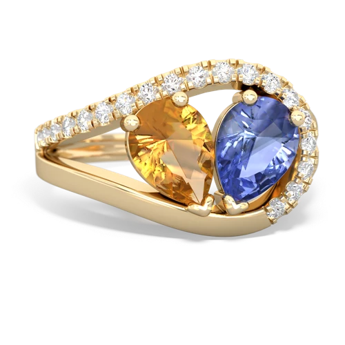 citrine-tanzanite pave heart ring