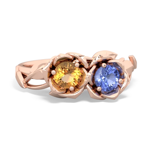 citrine-tanzanite roses ring