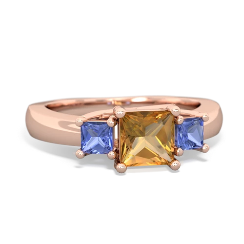Citrine Genuine Citrine with Genuine Tanzanite and Genuine Opal Three Stone Trellis ring Ring