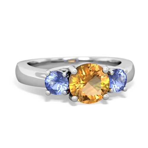 Citrine Genuine Citrine with Genuine Tanzanite and Genuine Opal Three Stone Trellis ring Ring