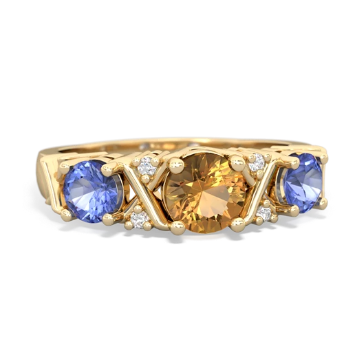 Citrine Genuine Citrine with Genuine Tanzanite and Lab Created Emerald Hugs and Kisses ring Ring