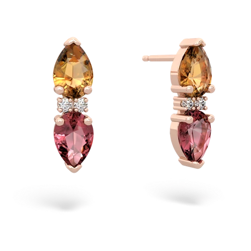 citrine-tourmaline bowtie earrings