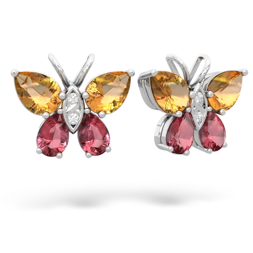 citrine-tourmaline butterfly earrings
