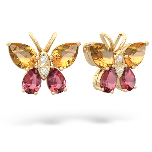 citrine-tourmaline butterfly earrings