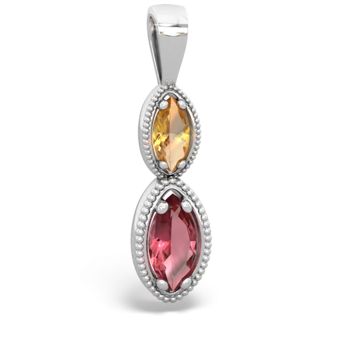 citrine-tourmaline antique milgrain pendant