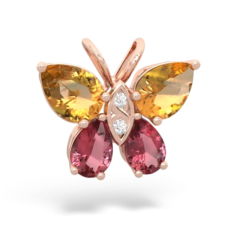 citrine-tourmaline butterfly pendant