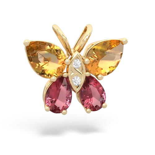 citrine-tourmaline butterfly pendant