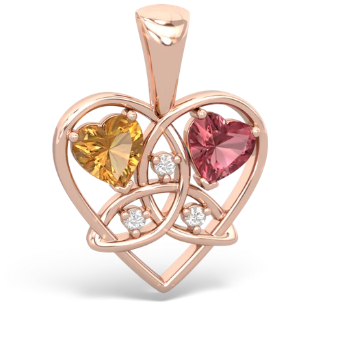 citrine-tourmaline celtic heart pendant