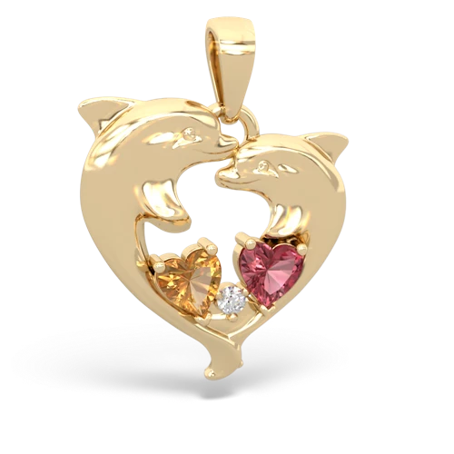 citrine-tourmaline dolphins pendant