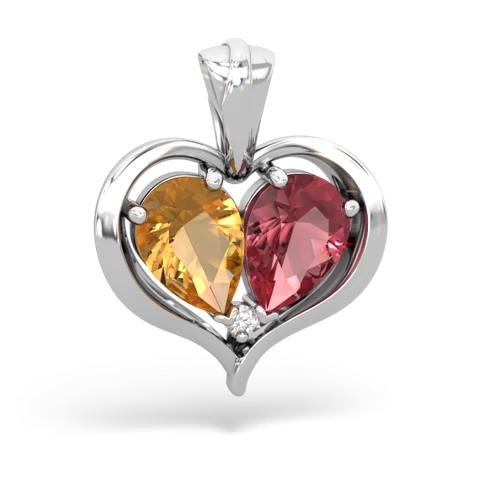 citrine-tourmaline half heart whole pendant