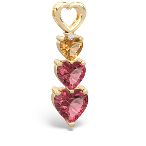 Citrine Genuine Citrine with Genuine Pink Tourmaline and  Past Present Future pendant Pendant