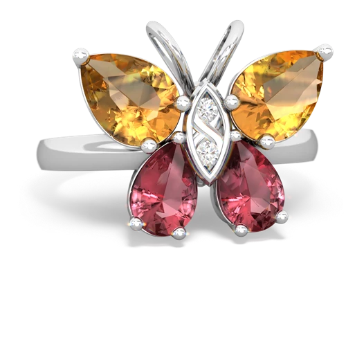 citrine-tourmaline butterfly ring