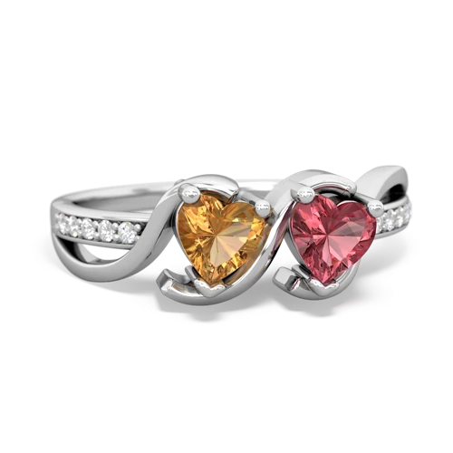 citrine-tourmaline double heart ring